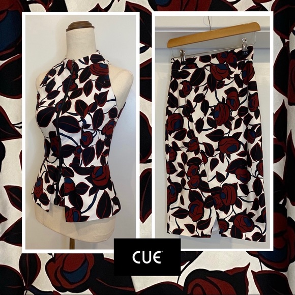 Cue Dresses & Skirts - Womens Cue 2 piece set floral peplum top with pencil fitted skirt lined size 6